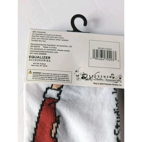 BETTY BOOP Crew Socks Size 9-13 Cartoon Graphic Print 1 Pair - Picture 6 of 6